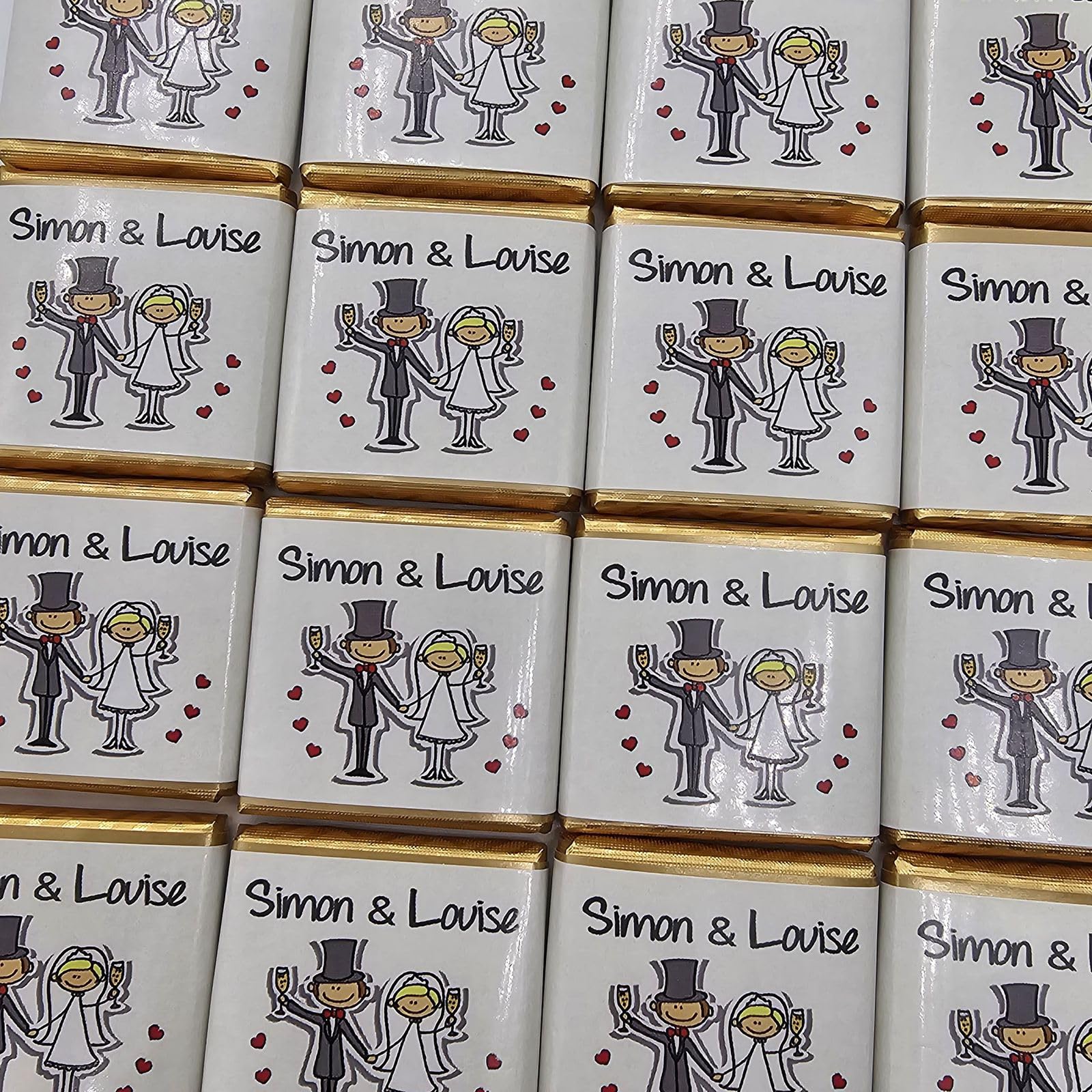 Personalised Chocolate Wedding Favours, Personalized Chocolates, Custom Party Favours, Bride and Groom Cartoon, Wedding gift Design Code: SW132