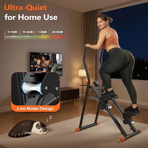 Miniatura 4 de EPHESPORT Escalera para gimnasio en casa, máquina escaladora 2.0 con resistencia ajustable de 3 niveles, pedales antideslizantes, monitor digital y
