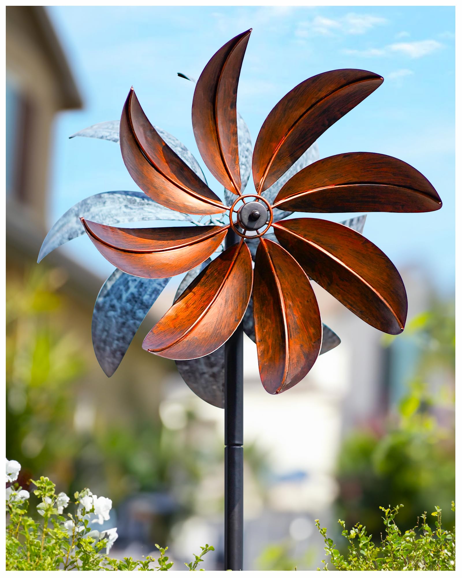 Amazon.com: Cyan Oasis Wind Spinners Outdoor, Copper Teal Kinetic