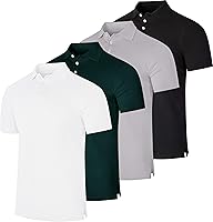 Real Essentials 4-Pack Men's Cotton Pique Polo Shirts - Short Sleeve Golf Casual Performance Shirts, Big & Tall Sizes