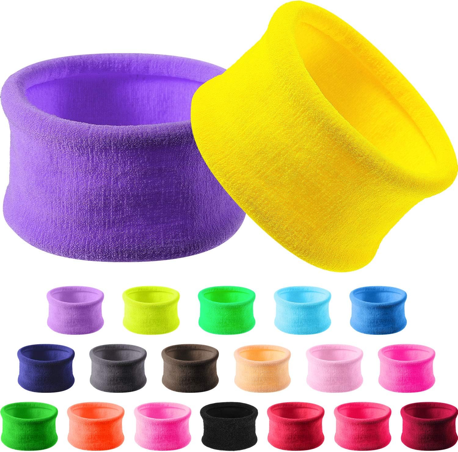 EBOOT 20 Pieces Large Stretch Cotton Hair Ties Bands Rope Ponytail Holders Headband for Thick Heavy or Curly Hair, 6.5 cm in Diameter (Multicolor)