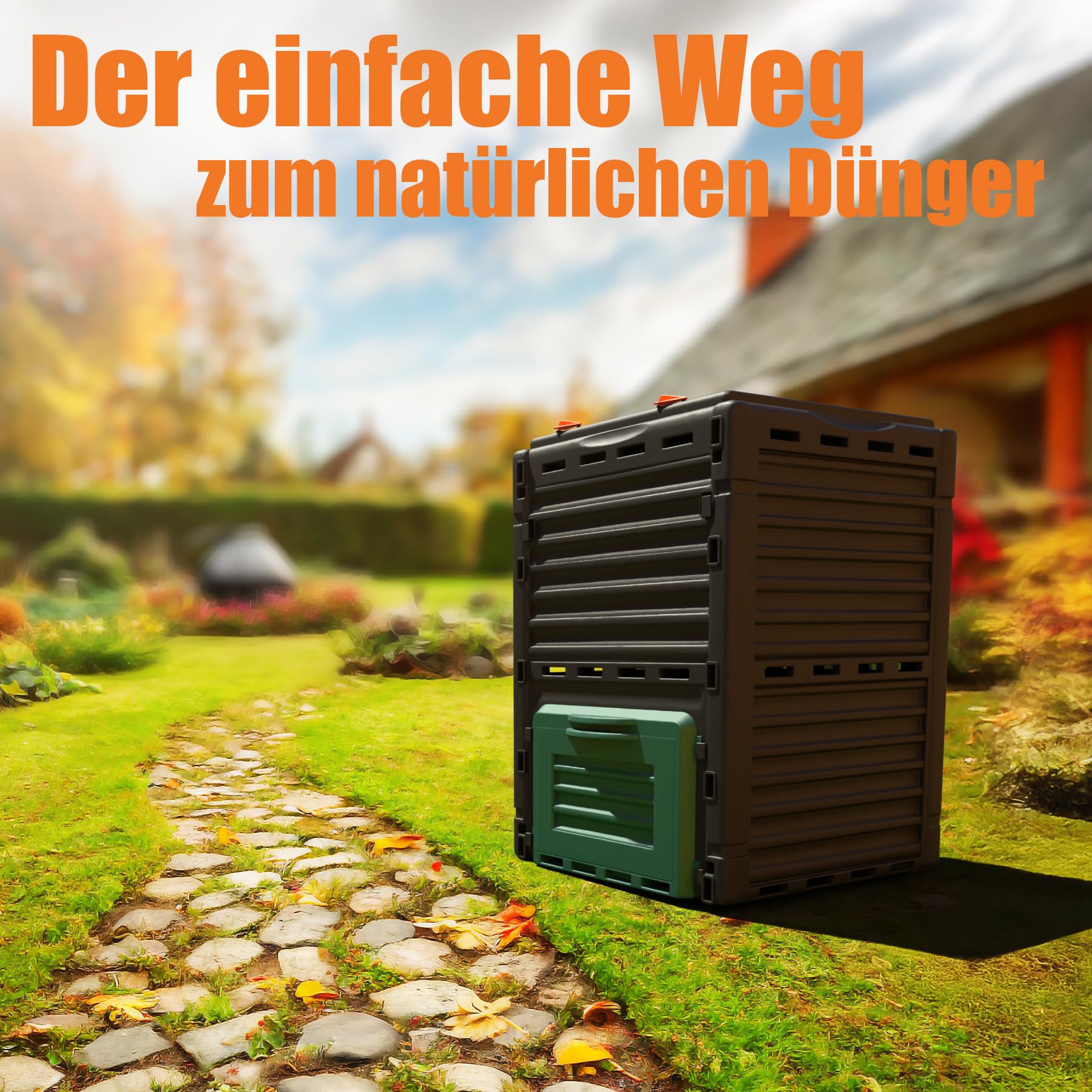 BigDean Komposter Garten 300 Liter – Schnellkomposter aus wetterfestem Kunststoff & Made in Europe