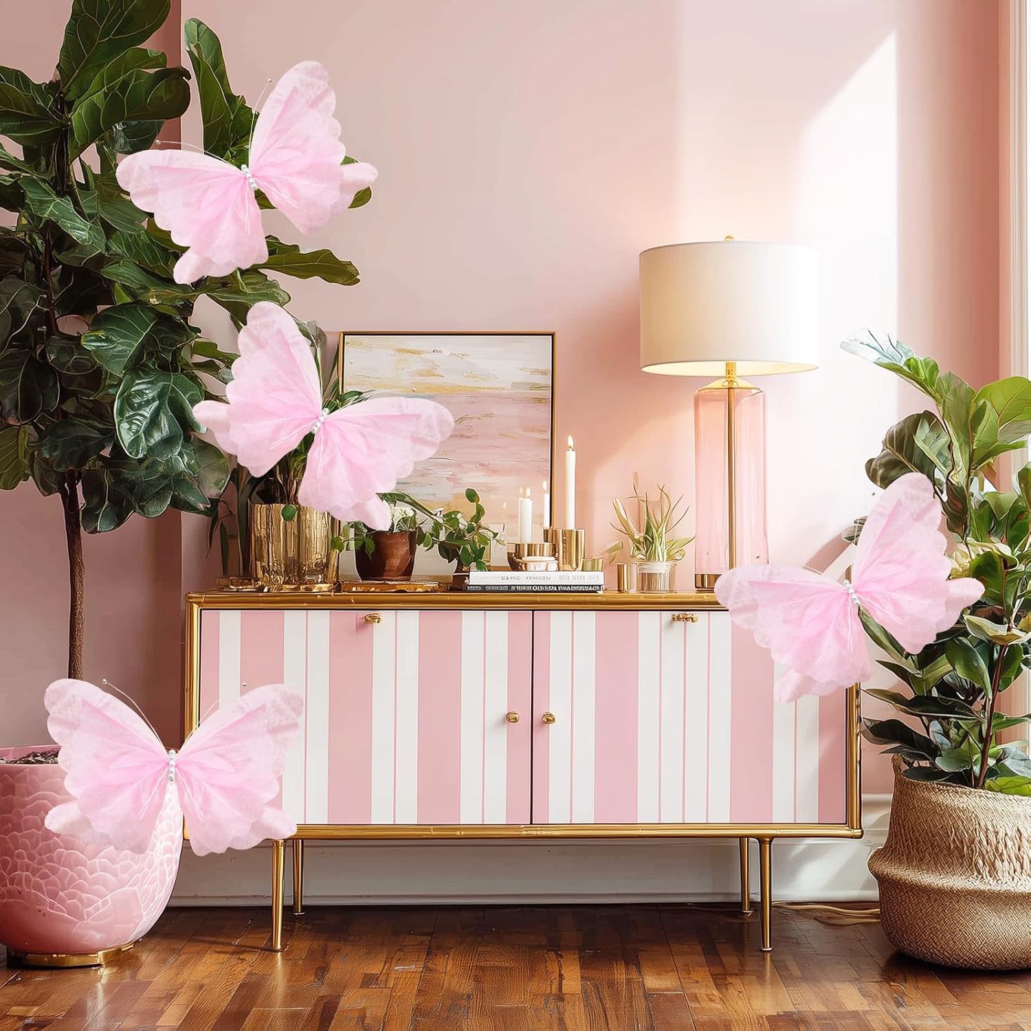 8 Pcs Giant Artificial Butterfly Party Decorations 20in Silk Yarn Artificial Butterfly Hanging Wall Decoration Realistic Fake Butterflies for Baby Shower Wedding Spring Outdoor Decor - Image 6