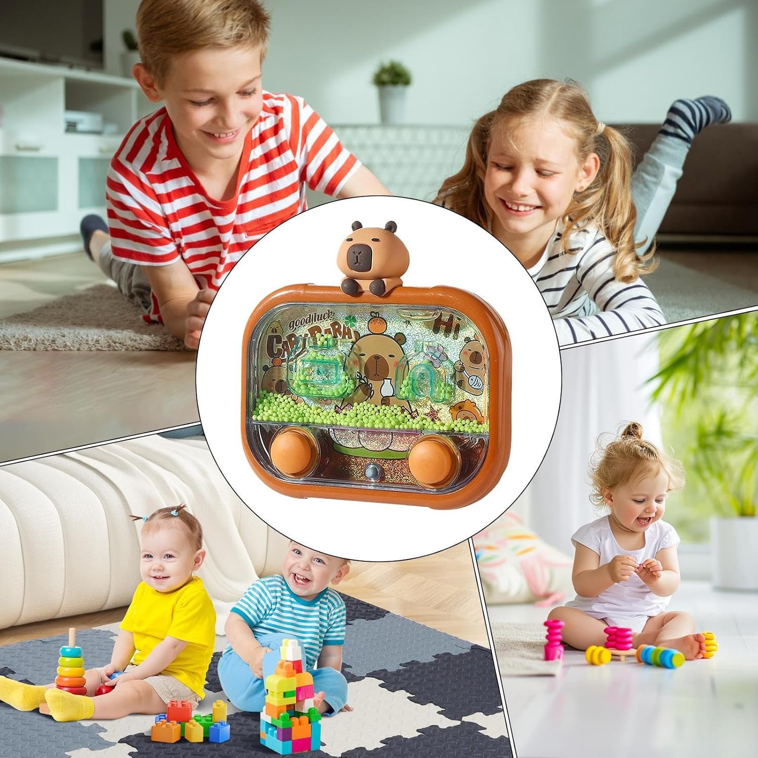 Pinball Toy - Capybara Water Bead Game, Double-Button toss Toy with LED Light, Handheld Activity | 1-Pack Travel Entertainment for Children Boy Girl Youth Adult Student Travel School