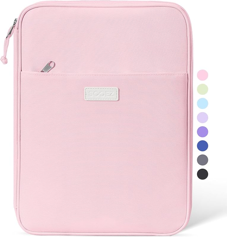 Sooez Zipper Binder Bag, 1 Inch Binders 3 Ring O-Ring, 5-Tab Divider Folder | Expanding File Folder, 500-Sheet Capacity Three Ring Binder, Cute Organizer Storage Student School Classroom Supplies, Pink