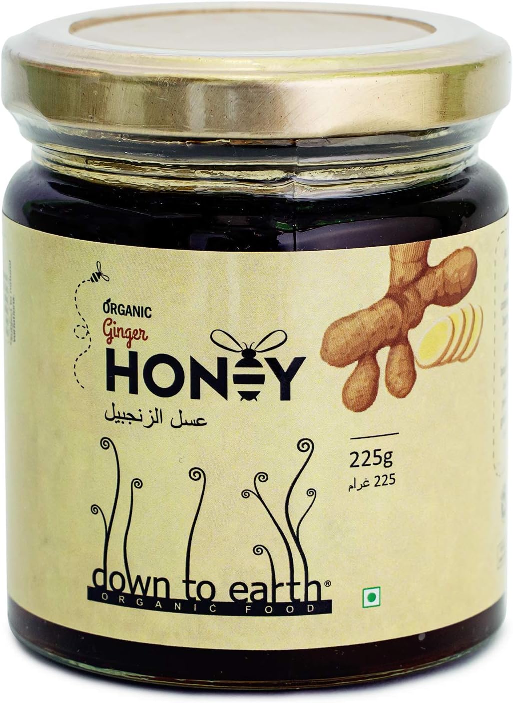 Organic Ginger Honey By Down To Earth Ginger Burst Honey Nutrient-Rich Natural Ginger Honey 225 g