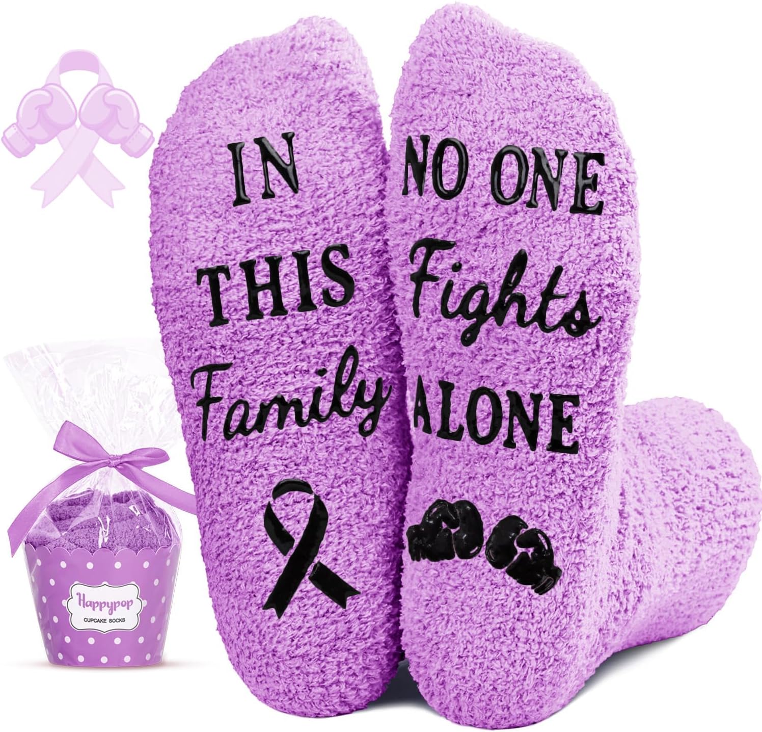 HAPPYPOP Breast Cancer Sock Women - Gift for Cancer Awareness Chemo Comfort Patient Survivor