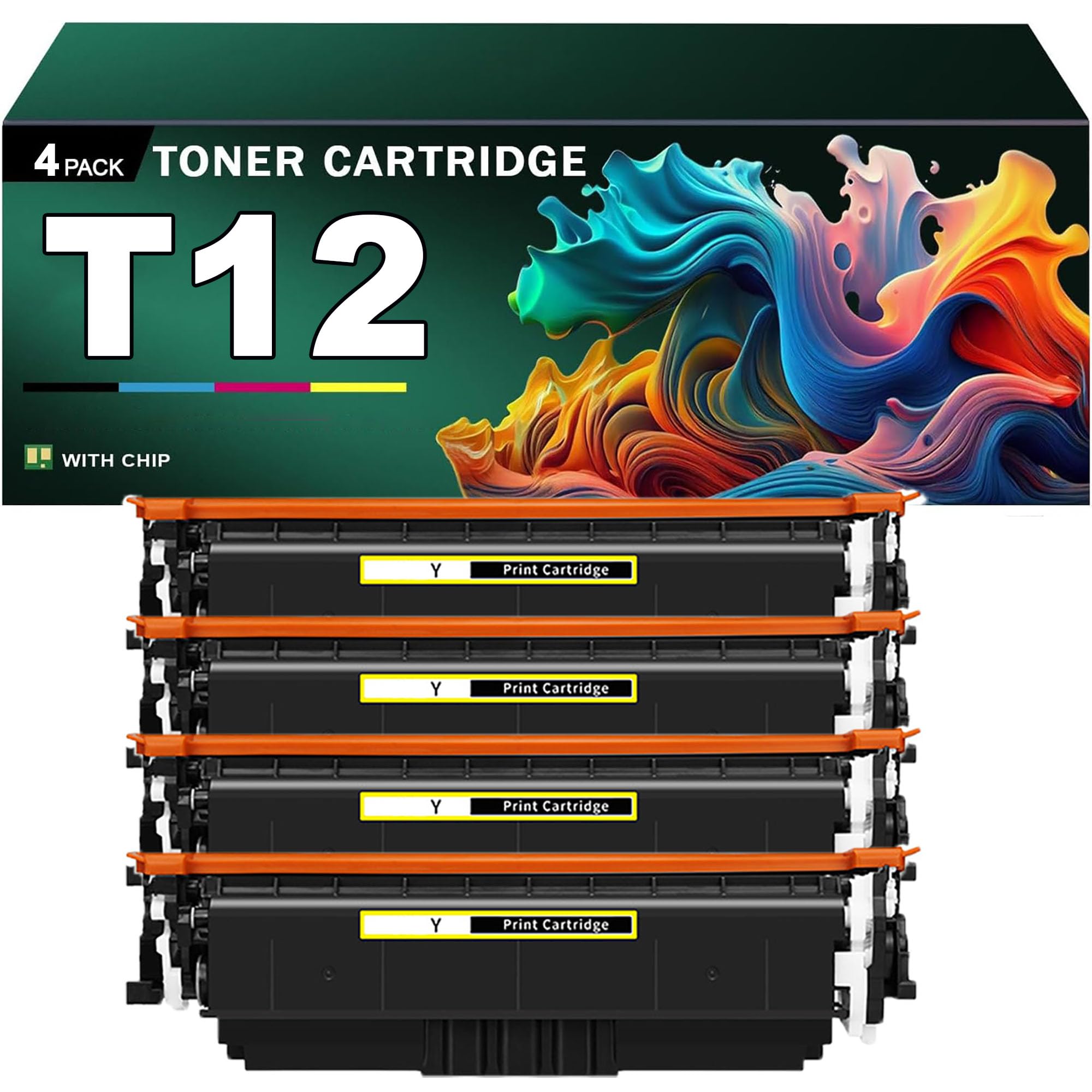 Set di 4 Cartucce Toner Compatibili T12, per stampanti per Canon serie i-SENSYS X C1333i, C1333iF, C1333P, 1333C e MF1333c, con chip, alta resa