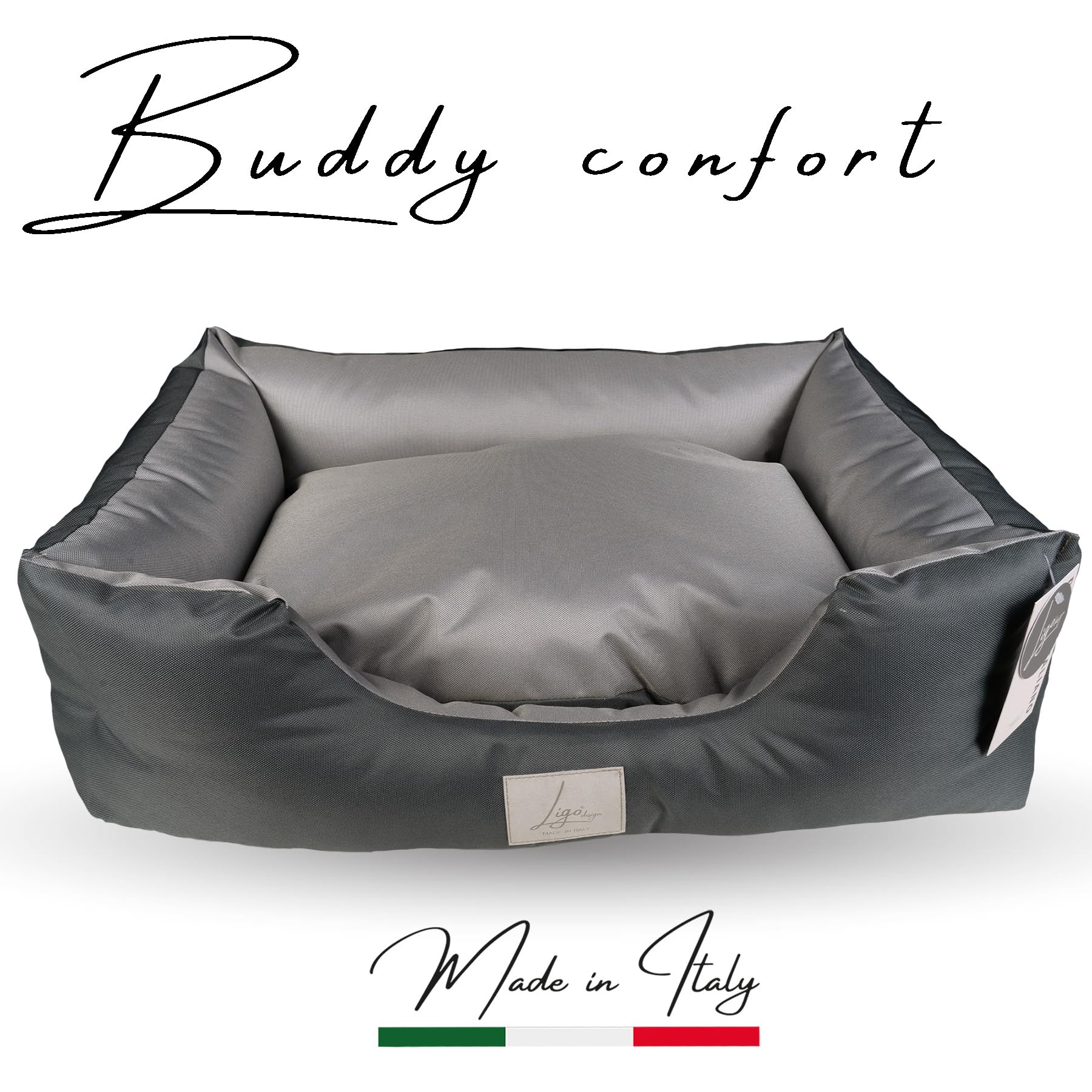 Ligo Buddy Confort - Cuccia per cani Lettino per cani idrorepellente antigraffio in Nylon,realizzata in Italia.Cuscino per Cane, uso interno/esterno. XS/S: 50 X 60 cm, ANTRACITE/GRIGIO