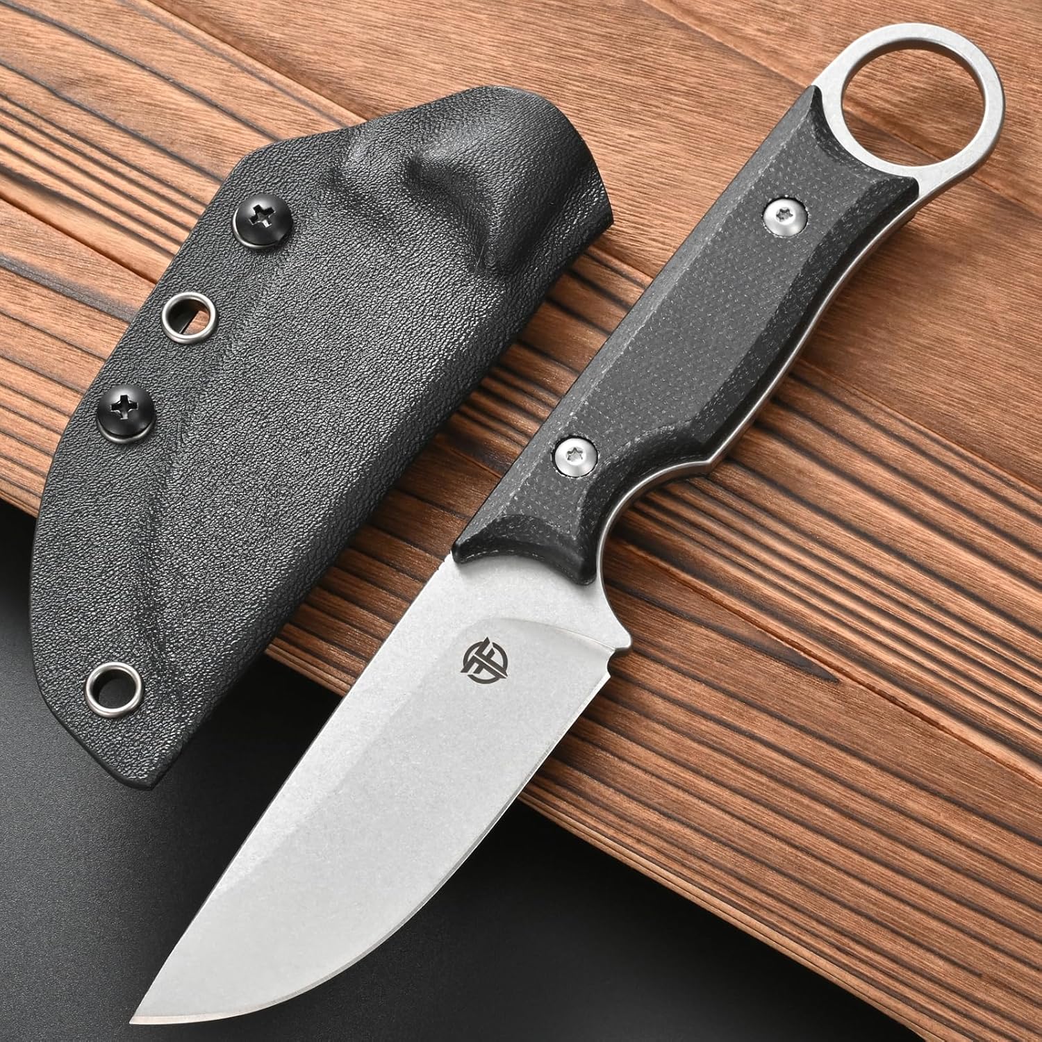 FF103 Fixed Blade Knife, AUS-10 Steel Blade Micarita Handle Full Tang Knife for Outdoor Camping Hunting Fishing Working(Black)
