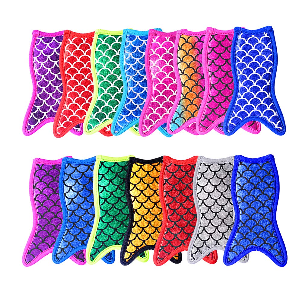 Weiye Popsicle Holders Ice Pop Neoprene Insulator Sleeves Freezer Popsicle Holders Bags, Mermaid and Shark Ice Pop Sleeves Bulk, 4/6/10/12/16/18 Packs