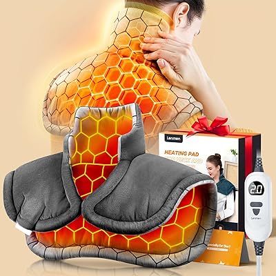 Graphene-Infused Heating Pad 3X Deeper Pain Relief, Weighted Instant Heating Pads for Neck and Shoulders, Heated Wrap w/ 6 Heat Options 4 Auto-Off Timer, Gifts for Mom Women Christmas Birthday