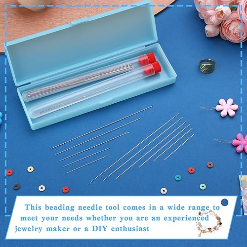 Miniatura 3 de Juego de 75 agujas de cuentas, agujas de cuentas de semillas, 60 agujas largas y rectas, 12 agujas de cuentas de ojo grande con botellas de aguja,