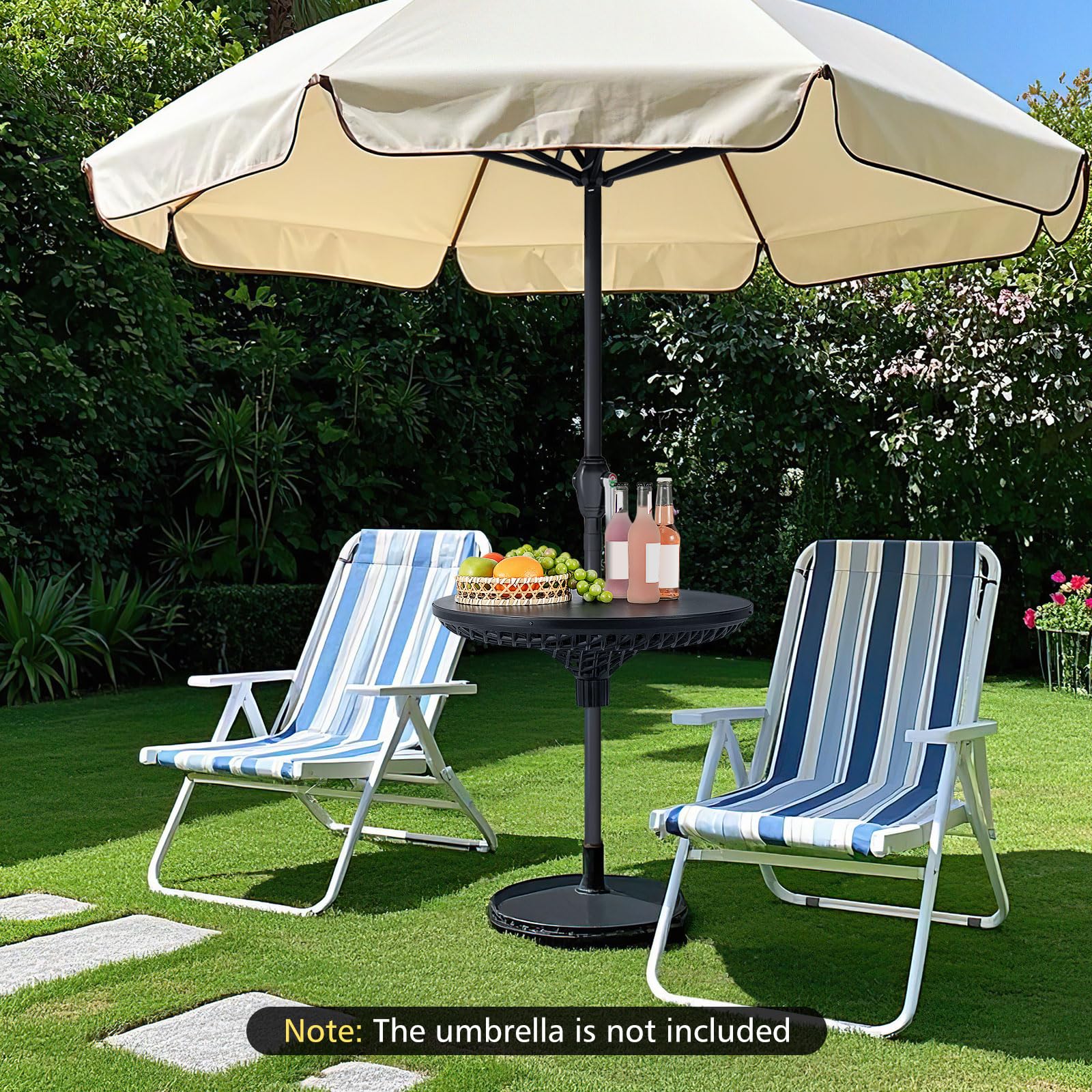 Giantex Patio Umbrella Table Tray - 23'' Portable Outdoor Side Table with Umbrella Hole, for 1.5