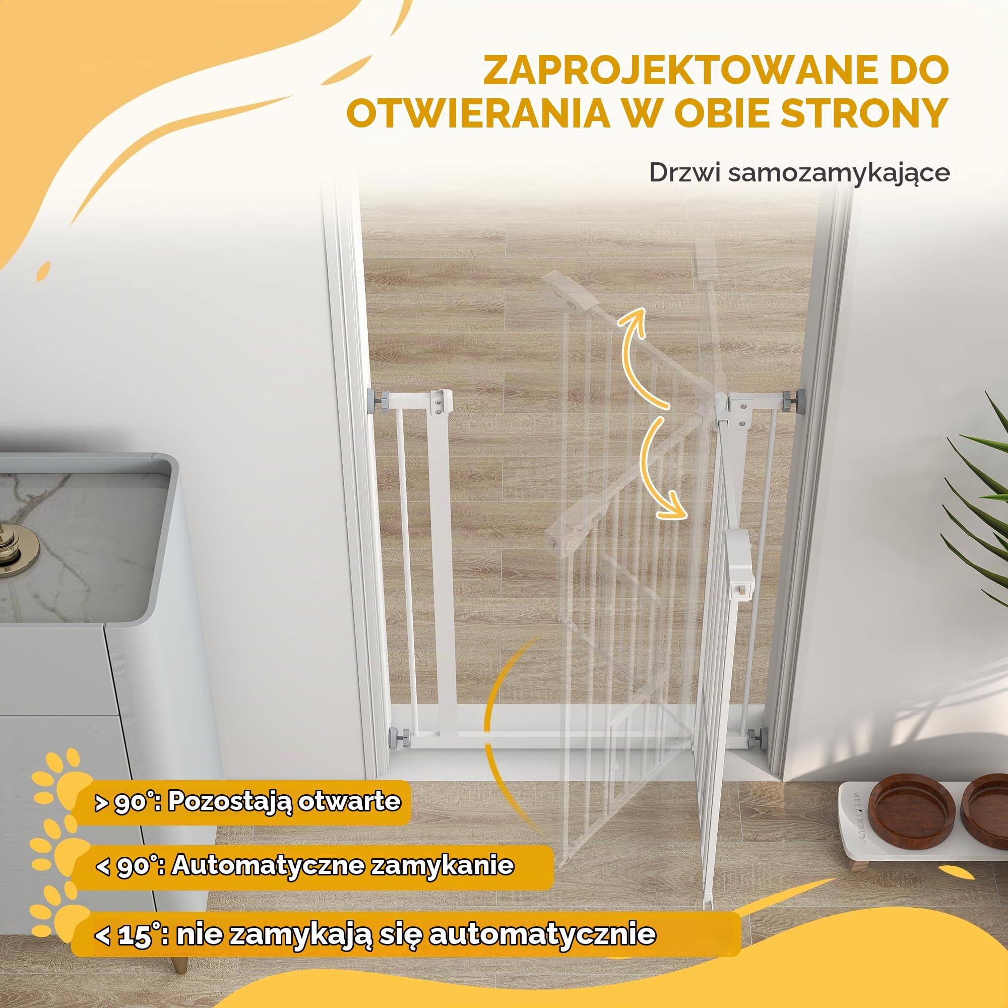 PawHut Barierka schodowa bez wiercenia 74-80cm dla dzieci i zw. Biały
