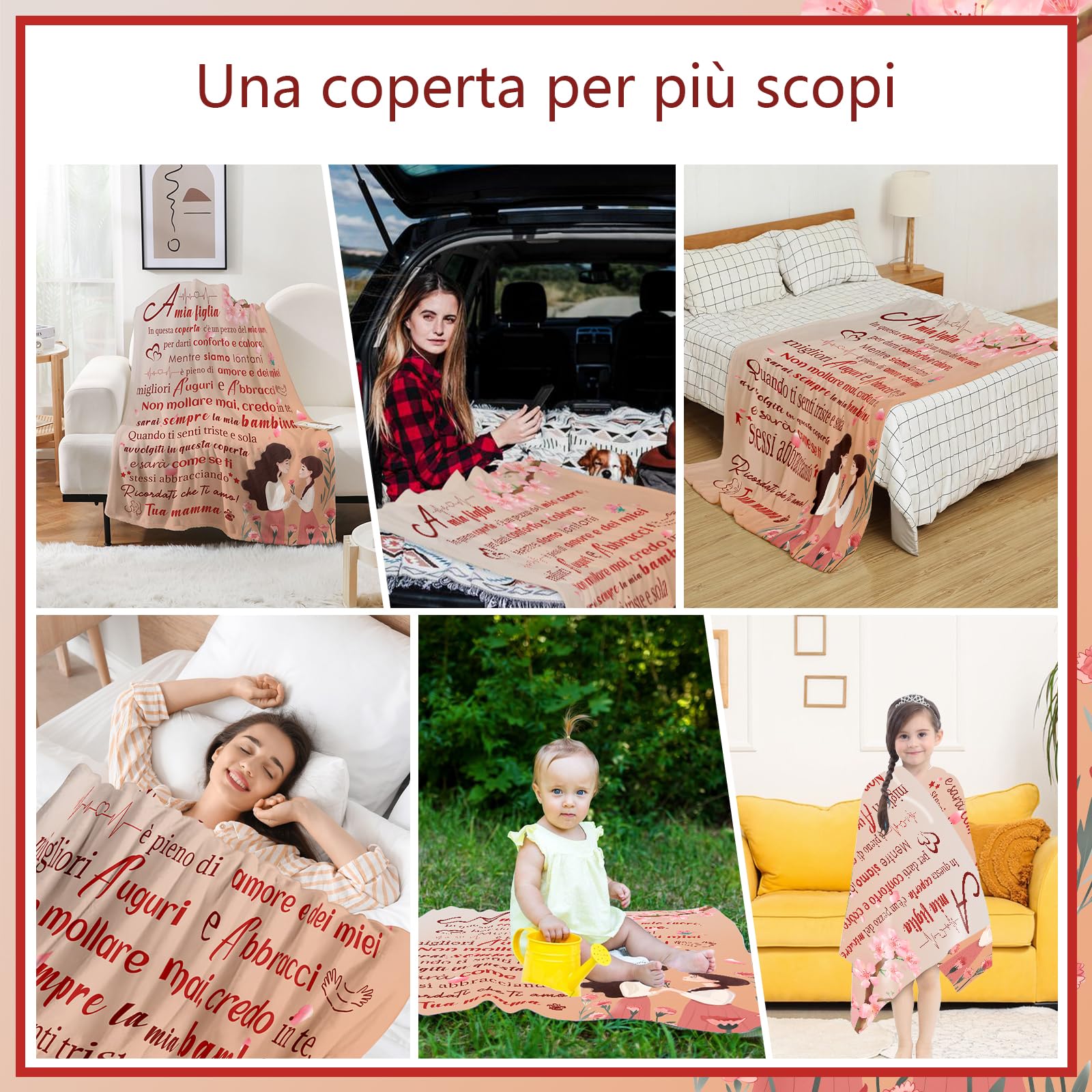Coperta soffice regalo di compleanno per figlia, 150 x 129,5 cm (italiano)