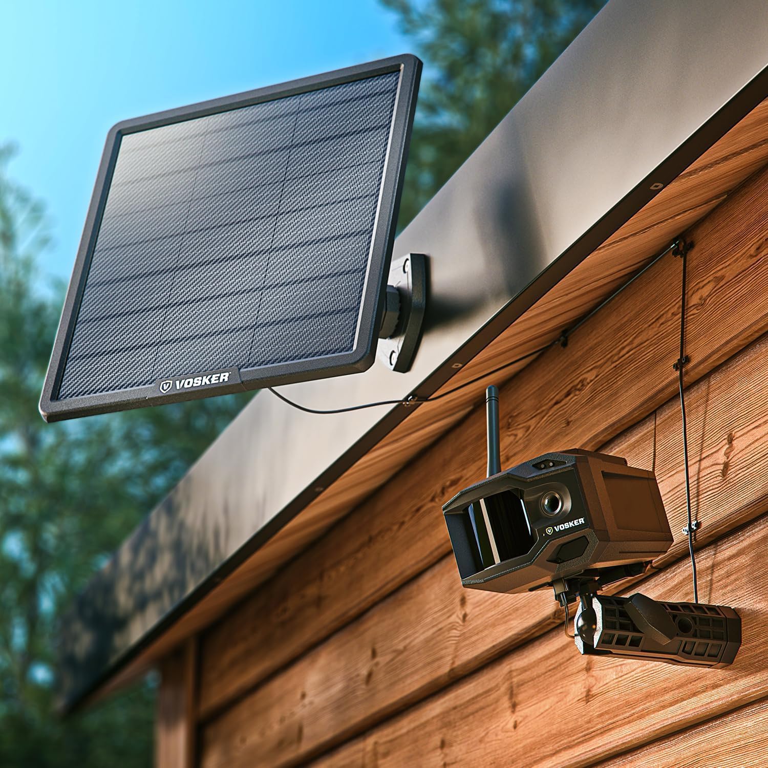 Vosker V300 Ultimate Cámara de Seguridad Exterior Autónoma 4G-LTE | Banco de Energía Solar Externo de Alta Capacidad de 15.000 mAh | Tarjeta SIM Incluida | No Necesita WiFi | Transmisión en Directo
