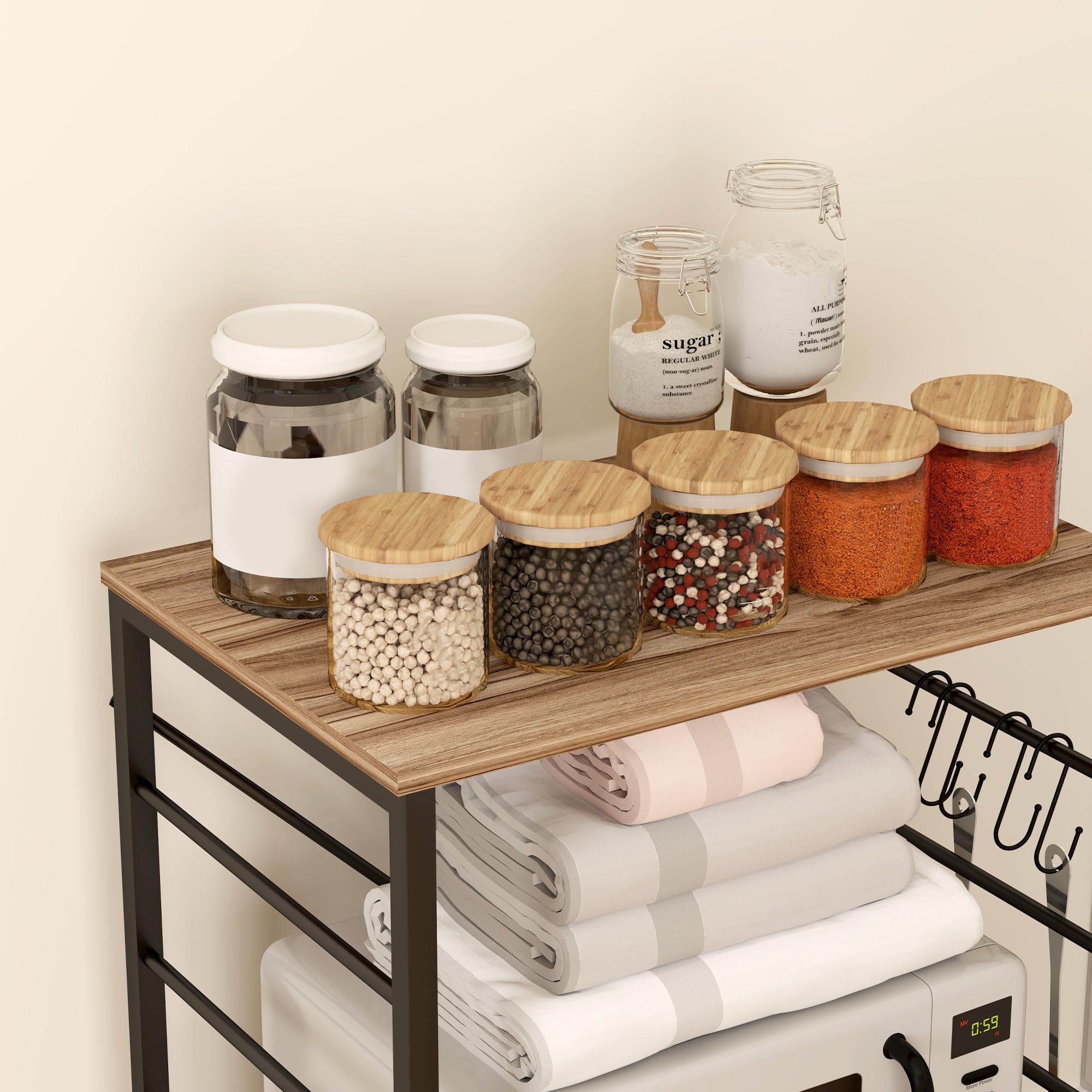 HOMCOM Scaffale da Cucina a 3 Livelli Stile Industriale 60x40x84 cm Teak