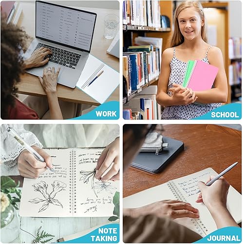 Miniatura 7 de CH HAICHENG Paquete de 4 cuadernos en espiral, cuaderno A5 de tapa dura de plástico grueso de 5.9 x 8.3 pulgadas, 0.197 x 0.197 in, 80 hojas para el