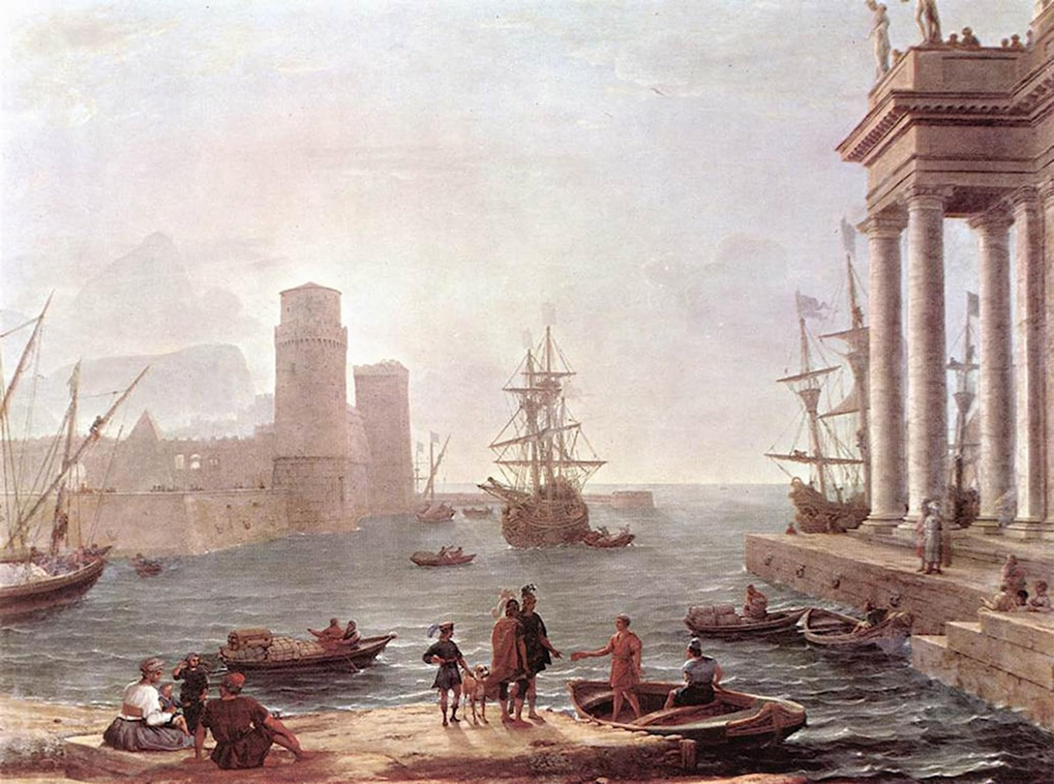 ARTXLXXBN Famous Print Painting Colorful Art Print Port Scene with the Departure of Ulysses from the Land of the Feaci Claude Lorrain Canvas Art Decorations for Home Decor 60x90cm
