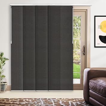 Adjustable Panel Track Blinds for Sliding Glass Door, 46"-86" W x 0-96" H, Trimmable Vertical Blinds for Patio Doors, Open Spaces and Room Dividers, Room Darkening, Beverly Grey, by YELLOW BLINDS