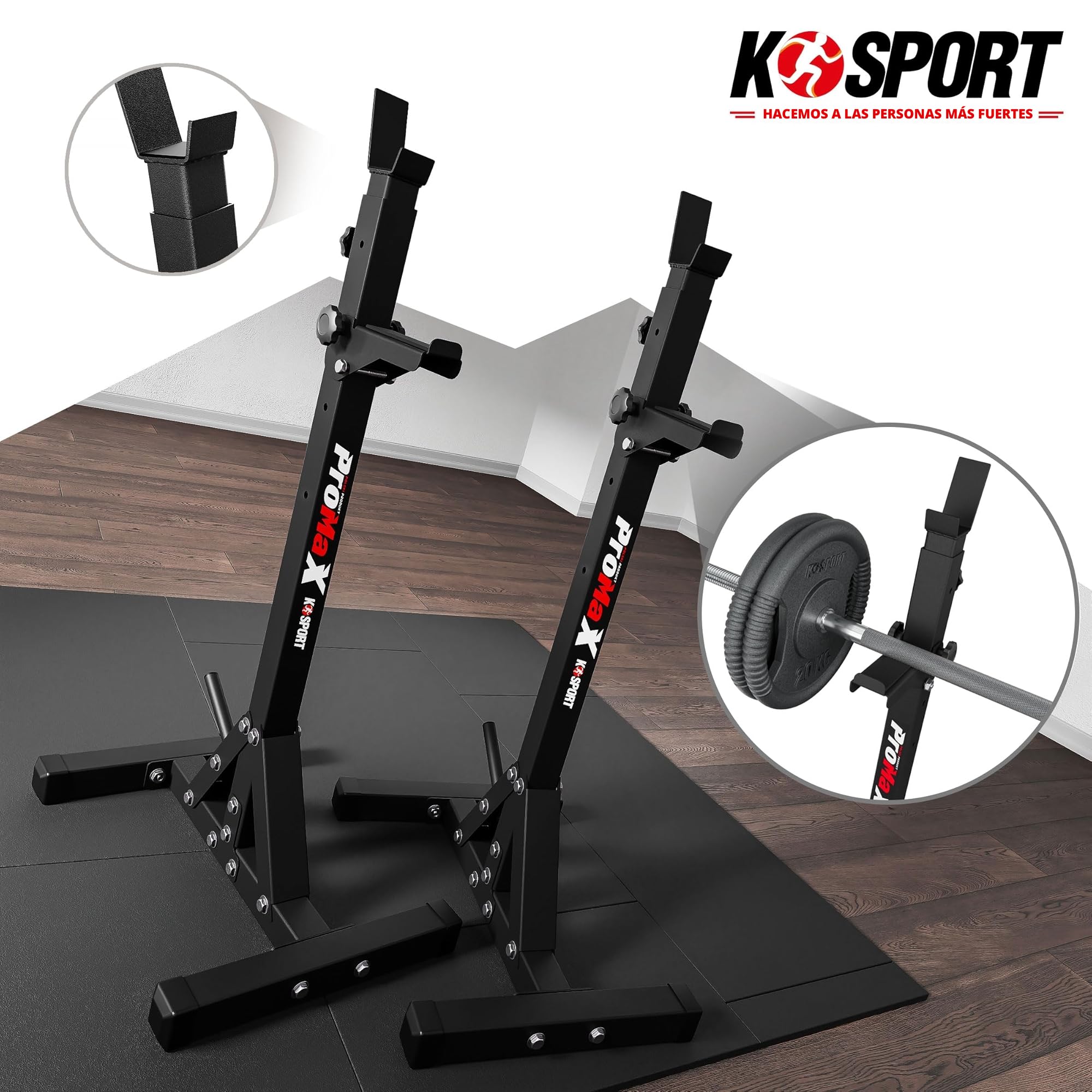 K-Sport - Soporte olímpico para sentadillas - Soporte para pesas ajustable, para entrenar en casa