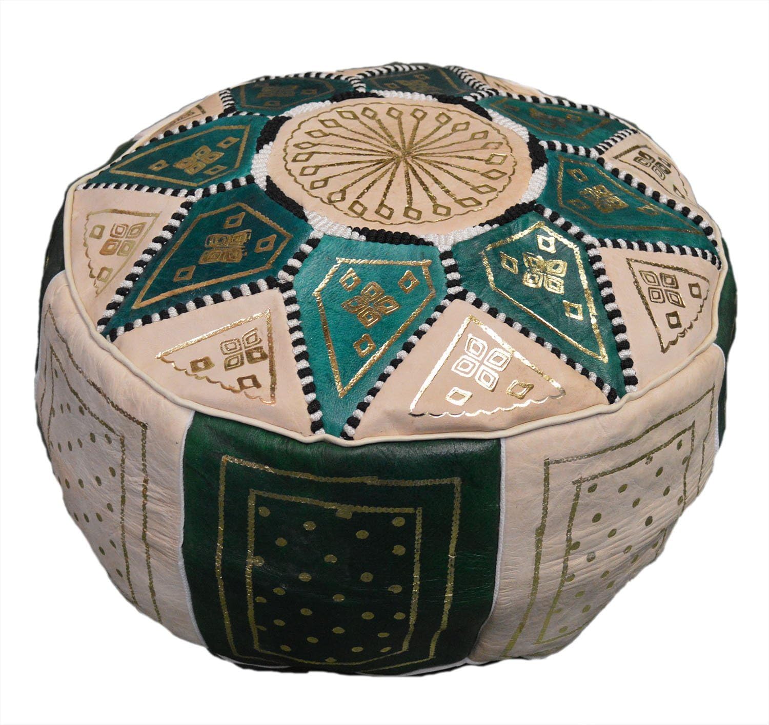 Treasures Of Morocco Moroccan Pouf Handmade 100% Leather Ottoman Comfortable Round Foot Stool