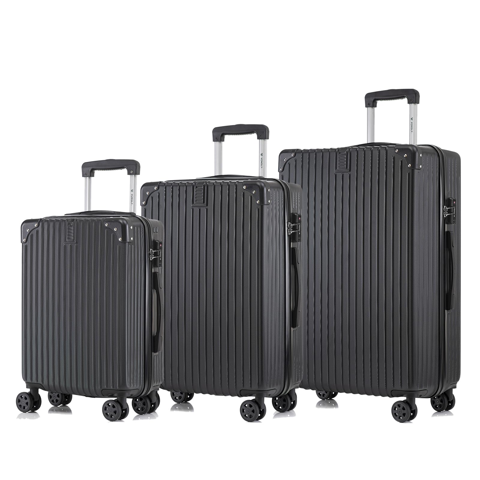 yonsly Koffer Suitcase, Trolley Reisekoffer, Rollkoffer Handgepäck mit 4 Rollen 360°, ABS Hartschalen, Sicherheitsschloss, Weicher Gummigriff, 210D-Futter