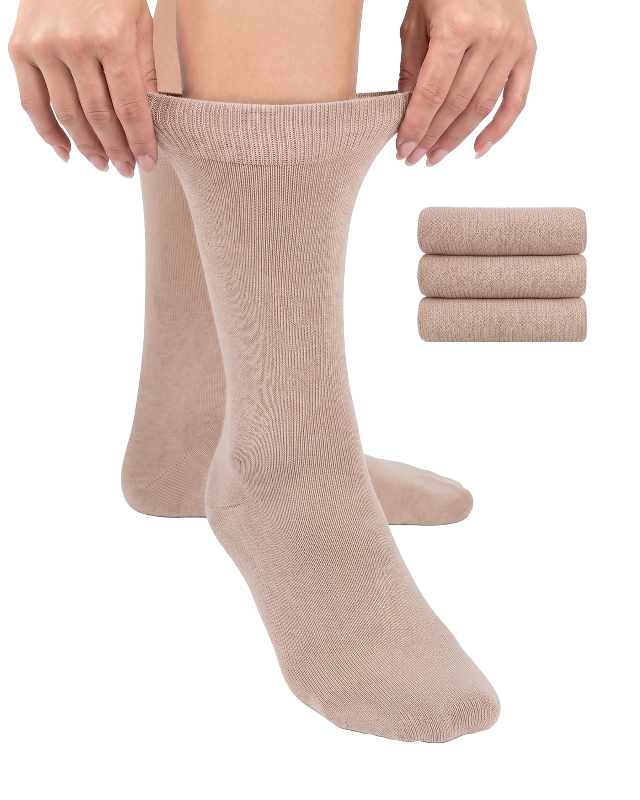 Womens Thin Soft Bamboo Dress Socks, Business, Crew, 3-6 Pairs