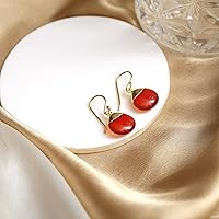 Vista 121 de Gempires - Pendiente de gancho de pera natural, pendiente de meditación, joyería hecha a mano, regalo para ella Yaxaite