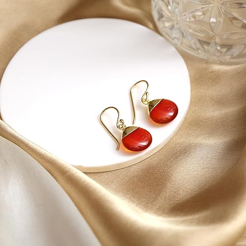 Miniatura 121 de Gempires - Pendiente de gancho de pera natural, pendiente de meditación, joyería hecha a mano, regalo para ella