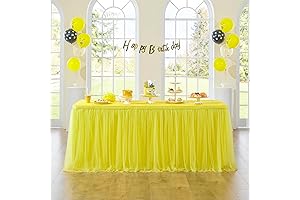 167in Yellow Tulle Table Skirt: Elevate Your Special Occasions