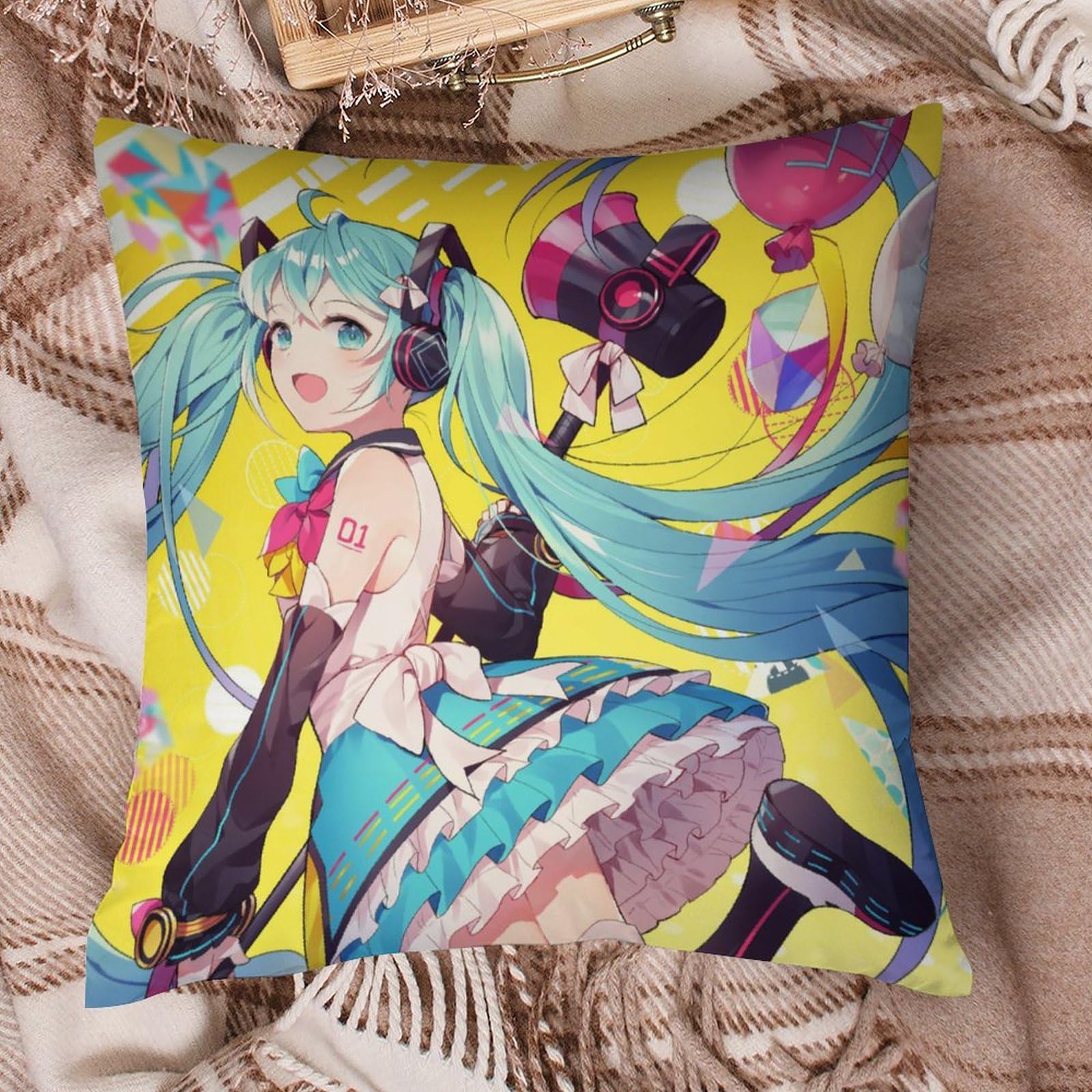 Amazon.co.jp: 初音ミク クッションカバー 座布団カバー ソファー 