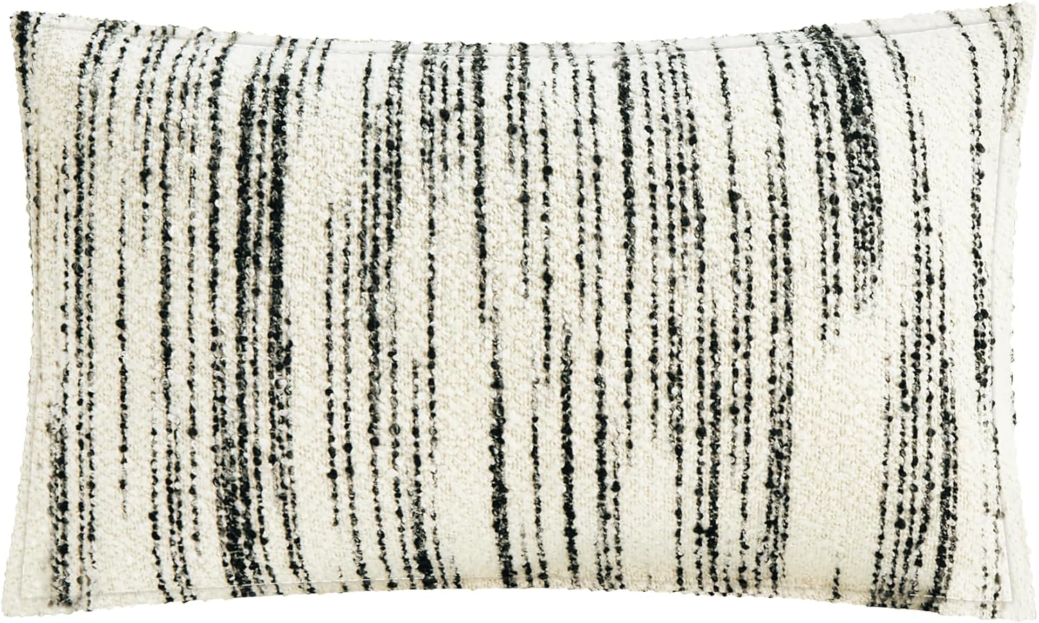 THE-TINOART Luxury Boucle Jacquard Plaid Pillow Cover - White Black Decorative Throw Pillow Case for Sofa Backrest and Bed, Premium Scandinavian Home Decor, 12x20 Inches