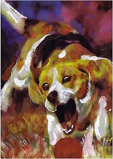 Beagle Art Print Abstract Decor, Dog Lover Gift for Her Him, Expressive Funny Dog Owner Picture Choice of size 8x10, A4 A3 Wall Art Decor Signed by Oscar Jetson. (a3)