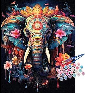 TOCARE Elephant Paint by Numbers Kit for Adults, Elephant Paint by Number Canvas,Adults’ Paint-by-Number Kits Animal Lovers 16x20inch