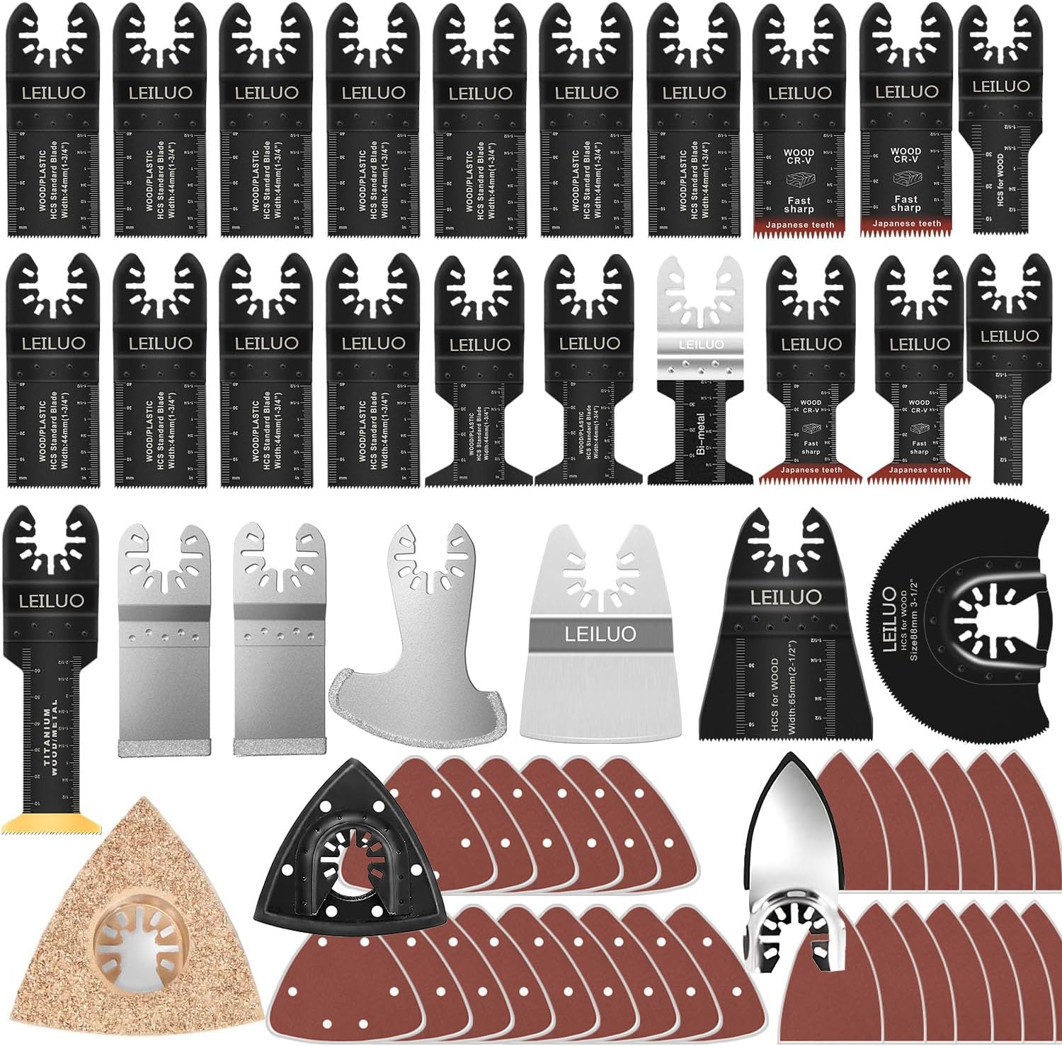155Pcs Multi Tool Blades, Multitool Saw Blade Set Sanding Kit | Cutting Sanding Grout Removal, Titanium & Carbide, Multi Tool Accessories, Compatible with DeWalt, Milwaukee & More
