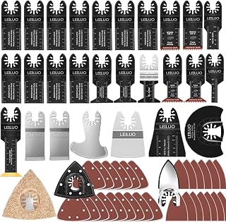 LEILUO 155Pcs Oscillating Multi Tool Accessories Kits Cutting Grinding Grouting Universal Diamond Multi-Tool Blades with Storage Bag Compatible with DeWalt Dremel Makita and More