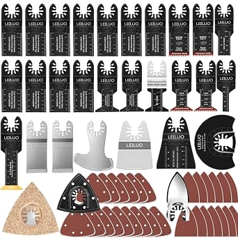 LEILUO 155Pcs Multi Tool Blades, Multitool Saw Blade Set Sanding Kit