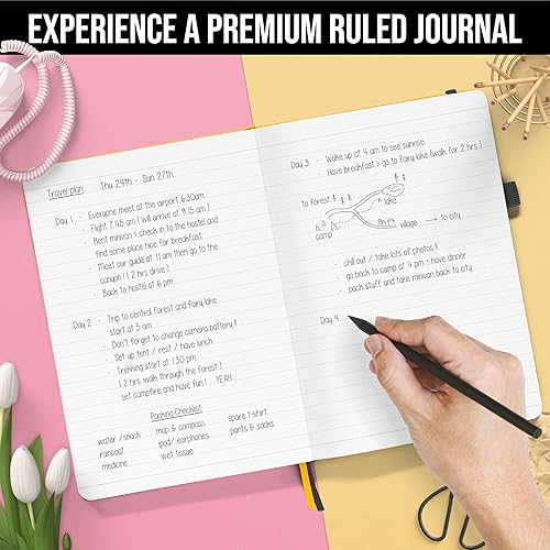 Miniatura 2 de Scribbles That Matter Cuaderno rayado para escribir, 150 páginas, papel grueso de 4.23 ozm con notas adhesivas, lazo para bolígrafo, banda elástica,