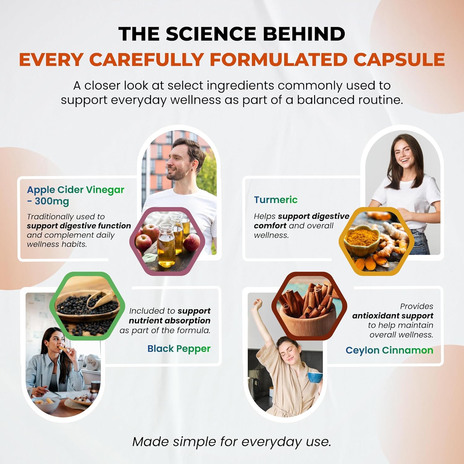 Organic Apple Cider Vinegar Capsules Enhanced with Cinnamon, Turmeric - Ultra Supplement for Digestive, Circulatory, Immunity Support | 150 Capsules - Image 5