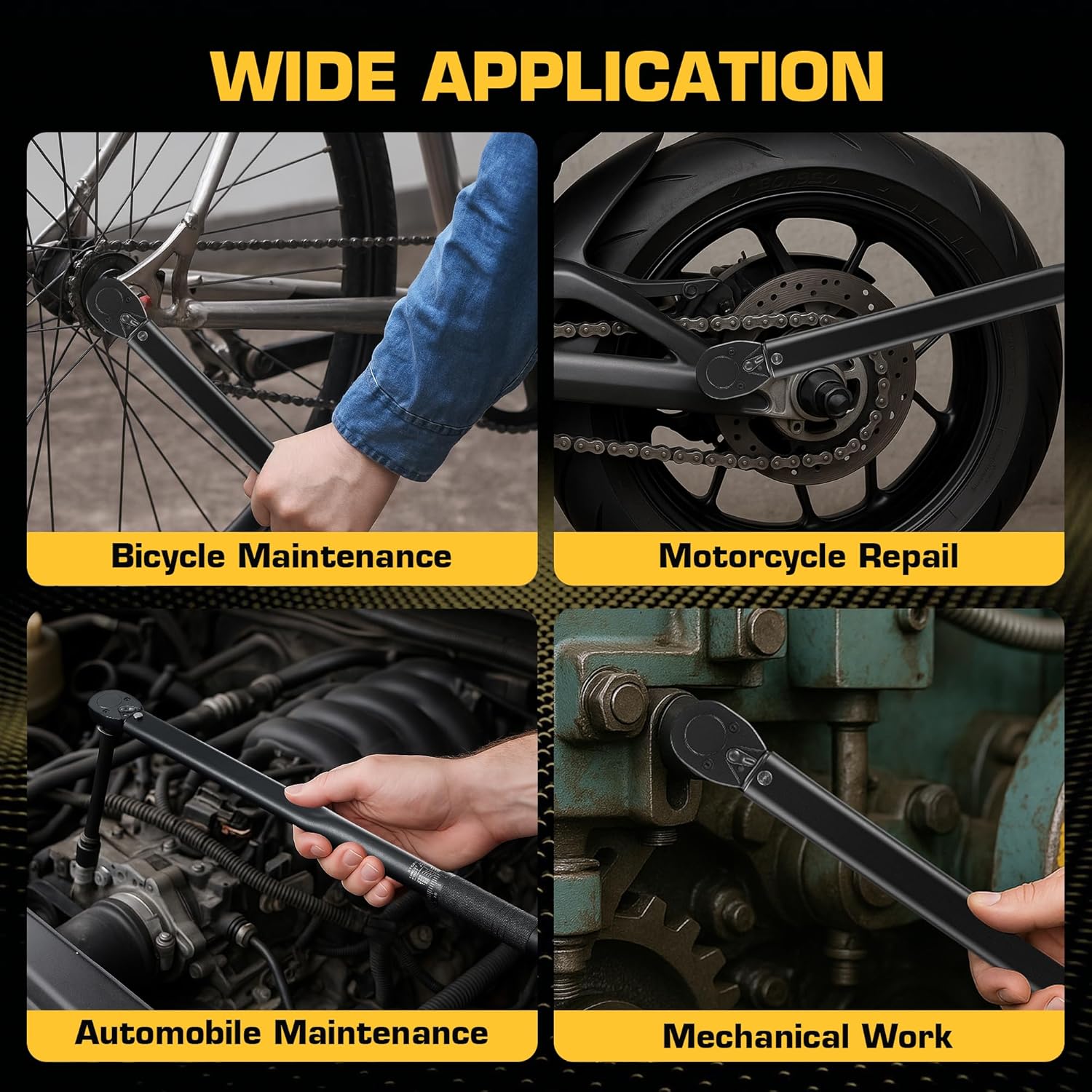 3/8 Drive Click Torque Wrench 10–80 Ft-Lb (13.6–108.5 Nm) – 3/8 Inch Torque Wrench for Car, Bike & Motorcycle Maintenance, Dual-Scale 72-Tooth Ratchet