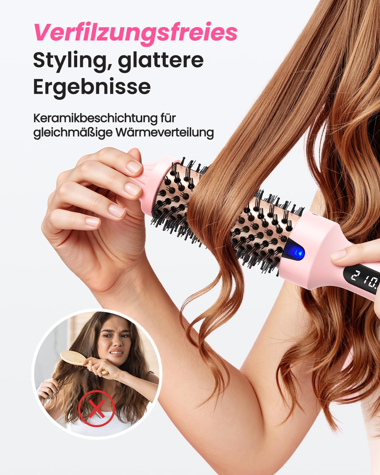Haokoo Thermobürste 38mm für Volumen & Blowout Look, Ionische Stylingbürste