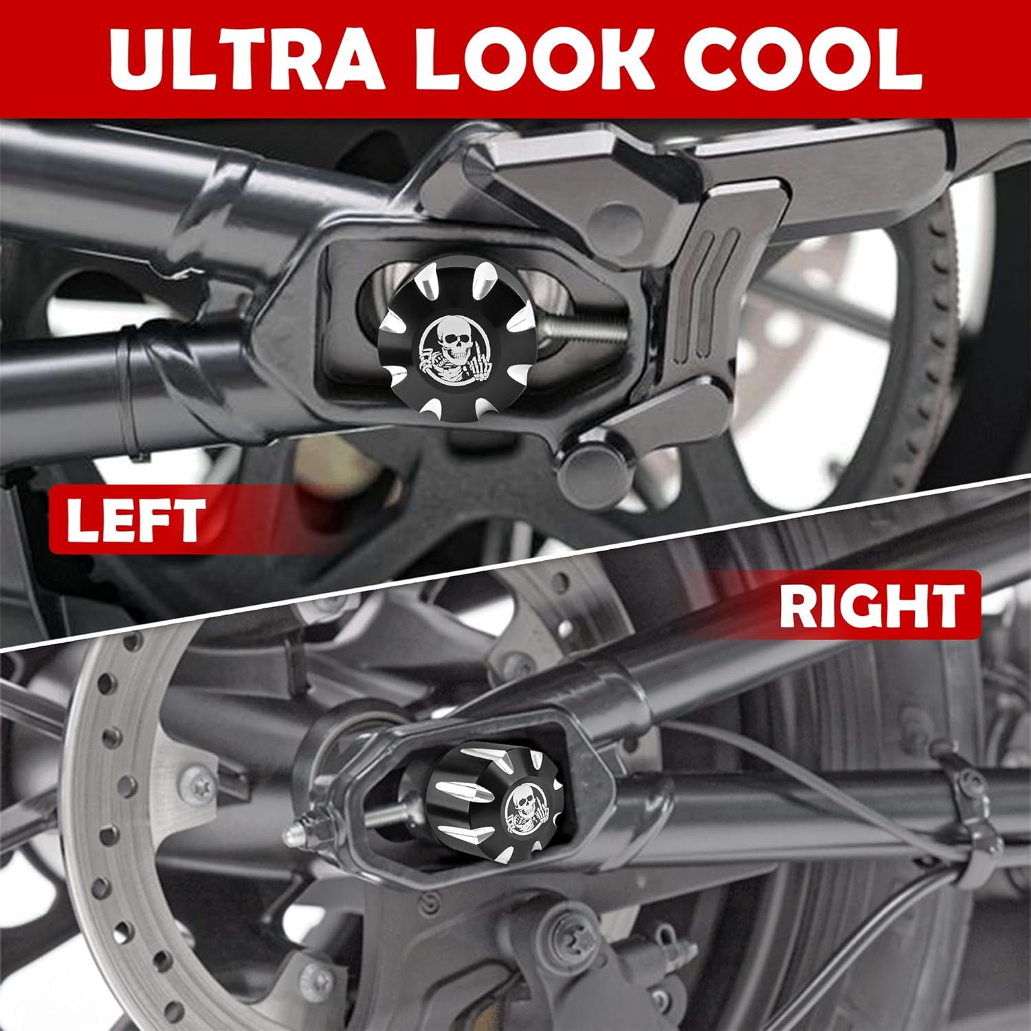 Gothic Skull Style Rear Wheel Axle Nut Covers Caps Set Bundles with Black w/Us Flag Key Shell Cover Key Fob Holder For Can Am Spyder Series Accessories