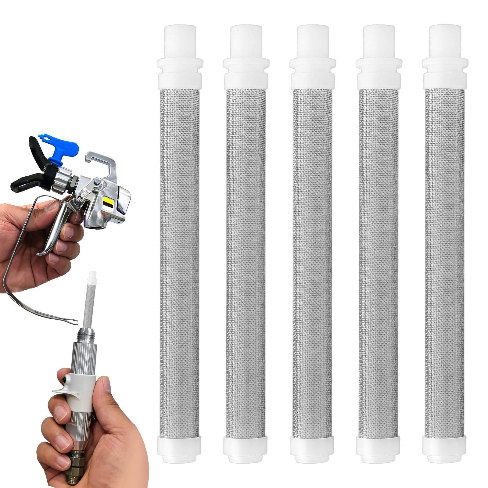 5 Unidades de Malla de 60 Airless Pistola Pintura Filtro para Wagner, Malla Fina de Acero Inoxidable Elementos de Filtro de Pistola de Pulverización Airless para Wagner Paint Spray Gun - 1