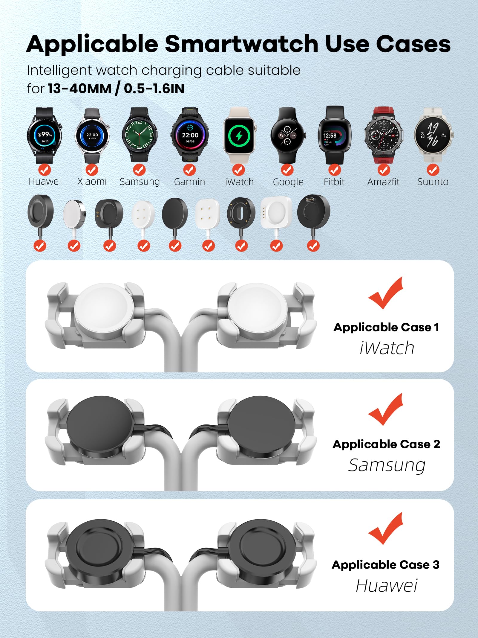 Caricatore universale per orologio doppio 3 in 1, stazione di ricarica wireless intelligente regolabile per Samsung/Google/Amazfit/Fitpolo/GRV/AGPTEK/Fire-Boltt (A22SW-bianco)