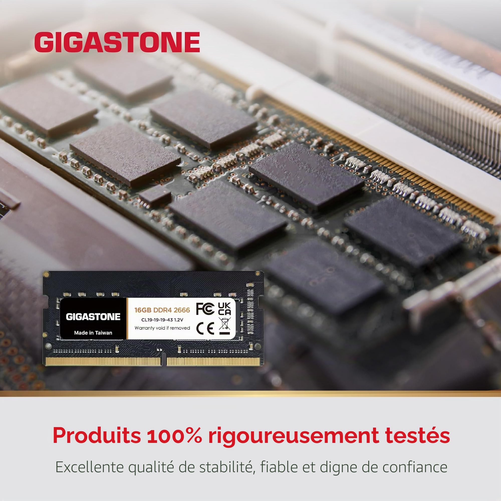 【DDR4 RAM Mise à Niveau pour Portable】 GIGASTONE 32Go Kit(2x16Go) DDR4 2666MHz(2400MHz Or 2133MHz) PC4-21300(PC4-19200/17000) CL19 1.2V SODIMM 260pin UnbuffeRouge Non ECC Mémoire Haute Performance