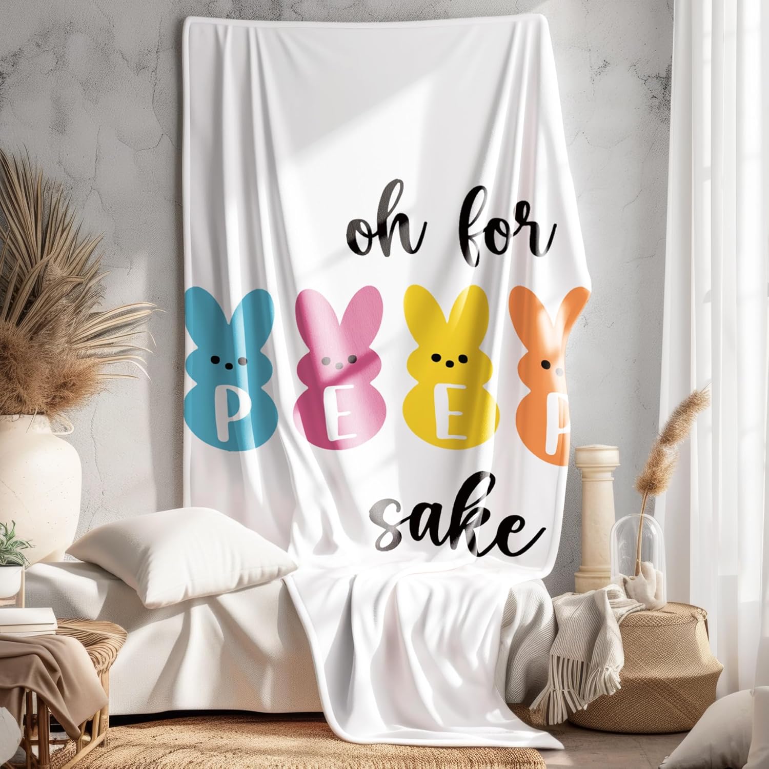 Easter Gifts for Women, Funny Easter Bunny Blanket, Birthday Gifts for Women Sister Friend Grandma, Bunny Throw Blankets for Bed Bedroom Living Room Decor, 50x60 in - Image 2