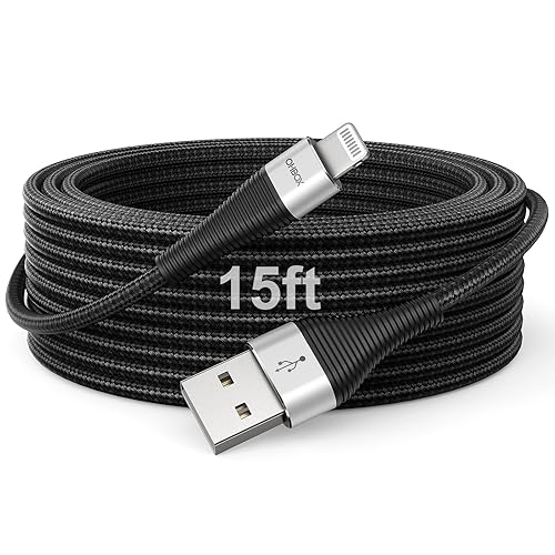 Cable de carga extra largo para iPhone de 15 pies, cable USB A a Lightning certificado MFi de Apple, cable trenzado de carga rápida compatible con disponible en Yaxa Mexico