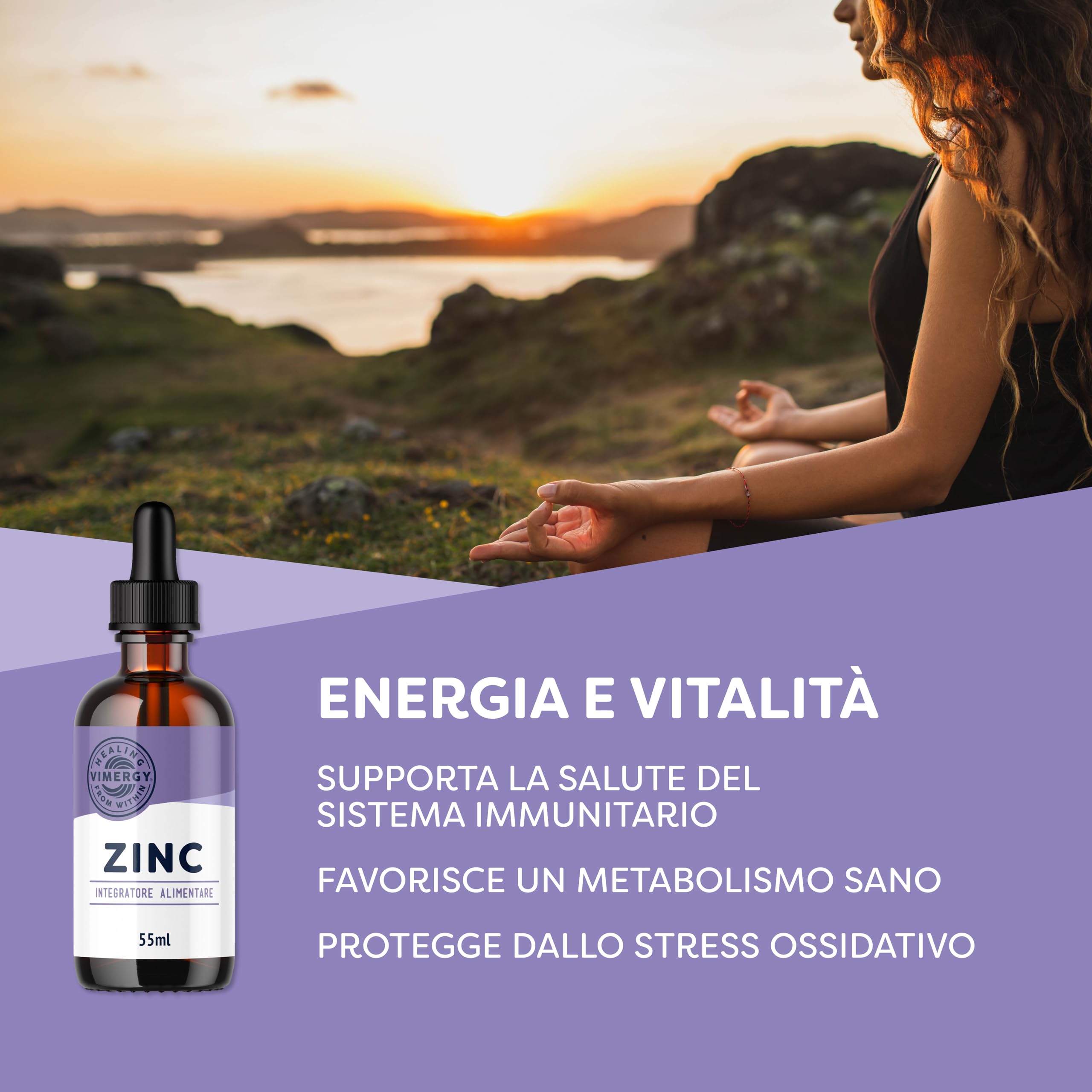 Vimergy Zinco Liquido Formato Prova 55ml – 27 Dosi – Zinco Integratore – Difese Immunitarie, Metabolismo, Ossa – Antiossidante – Senza Zuccheri, Glutine e OGM Kosher Vegan/Paleo-Friendly